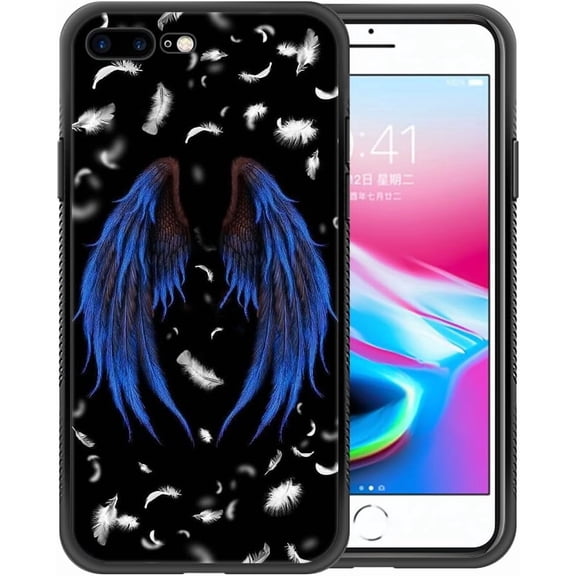Compatible with iPhone SE 2022 Case,Pattern Design Hard PC Back Cover Non-Slip Soft TPU Protective Case for iPhone SE 2022 for Women 4.7inch-Angel Wings