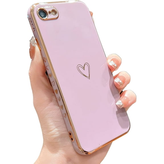 Compatible with iPhone SE 2022 Case/iPhone SE 3 Case 2022 / iPhone SE 2020 Case/iPhone 8 Case/iPhone 7 Case with Loving Heart Pattern Side Print Design for Women Girls(White)