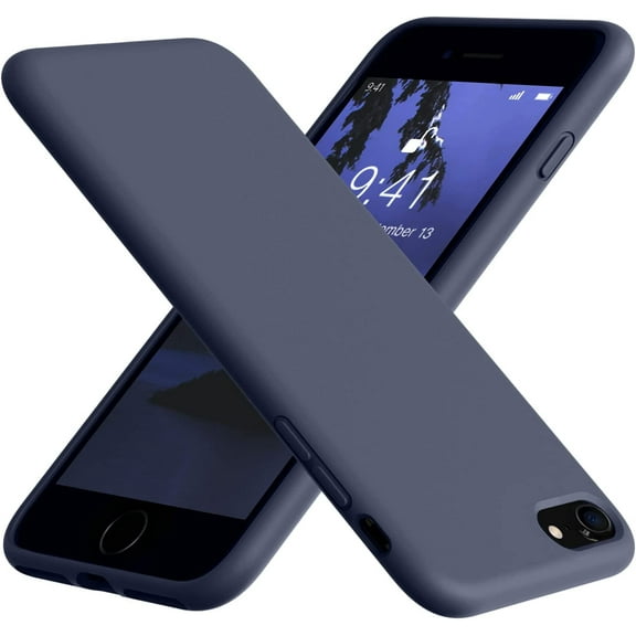 Compatible with iPhone SE3 Case, iPhone SE Case 2022/2020, iPhone 7/8 Case, [New Upgrade Silicone Case] with Microfiber Lining, Protective Shockproof Soft Case, Navy Blue