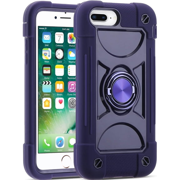 Compatible with iPhone Se3/iPhone Se2,iPhone 6/6S Case,iPhone7/iPhone8 Case 4.7 Inch with Ring Stand, Heavy-Duty Military Grade Shockproof Cover (Deep Purple)