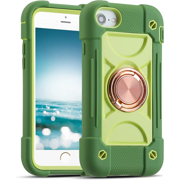Compatible with iPhone Se3/iPhone Se2, iPhone 6/6S Case,iPhone7/iPhone8 Case 4.7 Inch with Ring Stand, Heavy-Duty Military Grade Shockproof Phone Cover. (Avocado)