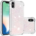 thumbnail image 1 of Compatible with iPhone X Case Glitter Liquid Cute Clear Phone Case Floating Quicksand Shockproof Protective Bumper Silicone Soft TPU Case for iPhone X/iPhone Xs Star Pink YB, 1 of 13