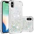 thumbnail image 1 of Compatible with iPhone X Case Glitter Liquid Cute Clear Phone Case Floating Quicksand Shockproof Protective Bumper Silicone Soft TPU Case for iPhone X/iPhone Xs Love Sliver YB, 1 of 14
