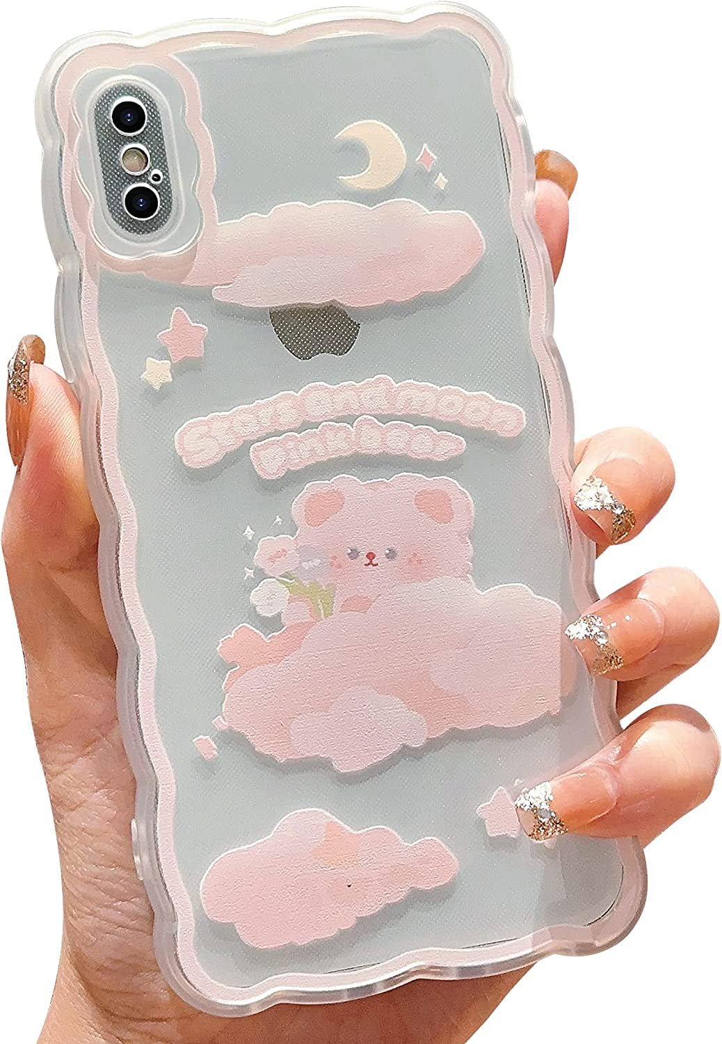 Aesthetic Girly Iphone X Case Floral Moon Phases IPhone Case