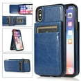 thumbnail image 1 of Compatible with iPhone X/XS Case Wallet with Credit Card Holder, Premium PU Leather Magnetic Clasp Kickstand Heavy Duty Protective Shock Absorbing Phone Cover for iPhone X/XS, Darkblue, 1 of 7