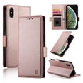 thumbnail image 1 of Compatible with iPhone X/XS Wallet Case, Classic PU Leather Flip Folio Case with Card Holders Kickstand [Shockproof TPU Inner Shell] Phone Cover for iPhone X/XS, Rosegold, 1 of 7