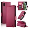 thumbnail image 1 of Compatible with iPhone X/XS Wallet Case, Classic PU Leather Flip Folio Case with Card Holders Kickstand [Shockproof TPU Inner Shell] Phone Cover for iPhone X/XS, Winered, 1 of 7