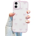 thumbnail image 1 of Compatible with iPhone XR Bow Phone Case, Cute Clear Pink Ribbon Bowknot Pattern Aesthetic Soft TPU Transparent Cases Full Camera Protective Phone Cover for Women Girly - Pink, 1 of 14
