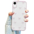 thumbnail image 1 of Compatible with iPhone XR Bow Phone Case, Cute Clear Pink Ribbon Bowknot Pattern Aesthetic Soft TPU Transparent Cases Full Camera Protective Phone Cover for Women Girly - Pink, 1 of 8