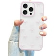 thumbnail image 1 of Compatible with iPhone XR Bow Phone Case, Cute Clear Pink Ribbon Bowknot Pattern Aesthetic Soft TPU Transparent Cases Full Camera Protective Phone Cover for Women Girly - Pink, 1 of 14