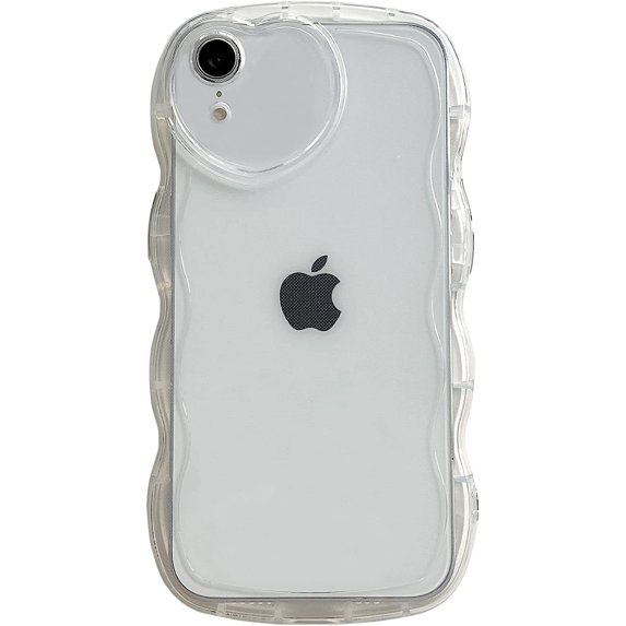 Compatible with iPhone XR Case(6.1"),Cute Clear Love Case,Love-Heart Camera Frame Wavy Edge Transparent Full Protection Soft TPU Shockproof Sturdy Phone Case Cover for Women Girls,Clear