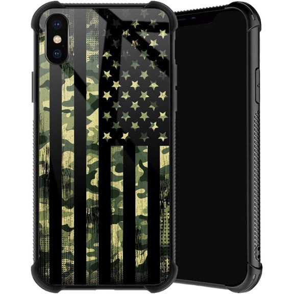 Compatible with iPhone XR Case, Camo American Flag Phone Cover for Men/Women, Soft TPU Anti-Skid Thread and Four Corner Anti-Collision Protection Case Compatible with iPhone XR