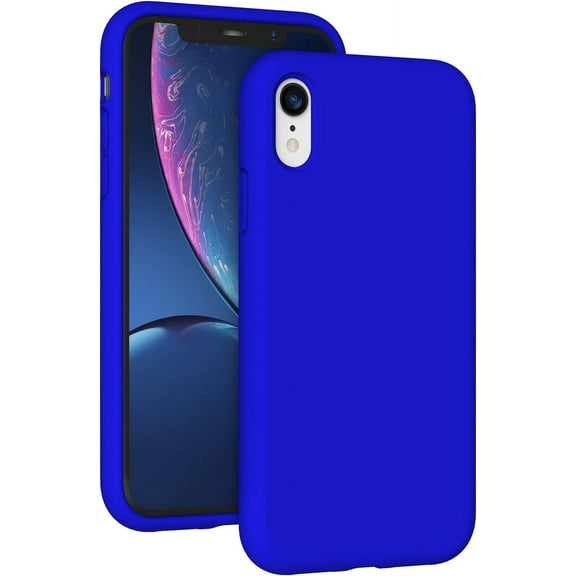 Compatible with iPhone XR Case, Drop Protection Liquid Silicone Gel Rubber Full Body Bumper Cover with Soft Microfiber Shockproof Phone Case for iPhone XR 6.1", Klein Blue