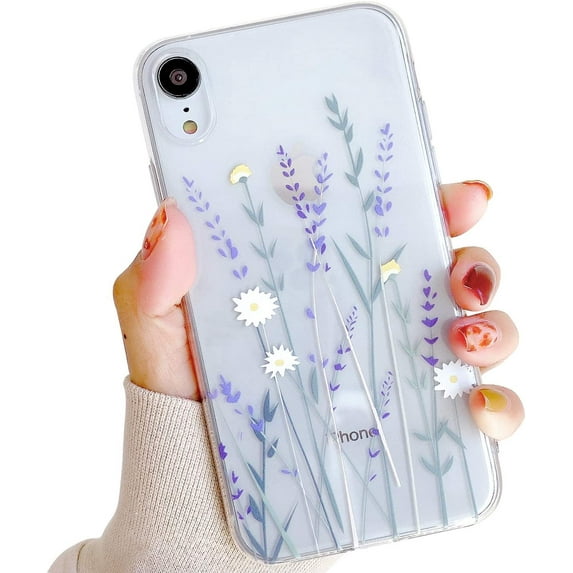 Compatible with iPhone XR Case for Girls&Woman,Elegance Lovely Floral Flower Blooms Soft Clear TPU Rubber Gel Shock Absorption Protection Case for iPhone XR 6.1''