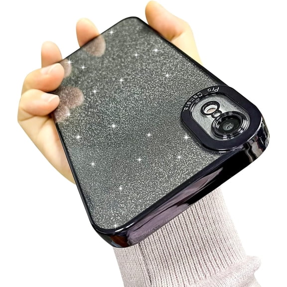 Compatible with iPhone XR Case Glitter Luxury Cute Clear Flexible Bling Cover Camera Protection Shockproof Phone Case for Women Girl Men Design for iPhone XR Case 6.1'' Black