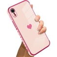 thumbnail image 1 of Compatible with iPhone XR Case Love Heart Plating Electroplate Luxury Elegant Case Camera Protector Soft TPU Shockproof Four Corner Back Cover iPhone XR Case -Pink, 1 of 5