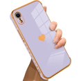 thumbnail image 1 of Compatible with iPhone XR Case Love Heart Plating Electroplate Luxury Elegant Case Camera Protector Soft TPU Shockproof Four Corner Back Cover iPhone XR Case -Purple, 1 of 10