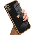 thumbnail image 1 of Compatible with iPhone XR Case Love Heart Plating Electroplate Luxury Elegant Case Camera Protector Soft TPU Shockproof Four Corner Back Cover iPhone XR Case -Black, 1 of 10