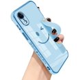 thumbnail image 1 of Compatible with iPhone XR Case with Smiley Face Pattern,Soft TPU Cute Plating Wristband Holder Case Camera Lens Protection Side Small Pattern Shockproof Wrist Strap Case Women Girls-Sky Blue, 1 of 14