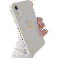 thumbnail image 1 of Compatible with iPhone XR Case for Women Girl,Cute Plated Creative Love Heart with Full Camera Lens Protection Case Soft Silicone TPU Anti-Scratch Protective Cover for iPhone XR 6.1＂-White, 1 of 7