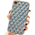 thumbnail image 1 of Compatible with iPhone XR Case for Women Girls,Luxury Gold Plating Design with Sparkly Bling Slim Soft Back TPU Bumper Shockproof Phone Case Cover for iPhone XR-Green, 1 of 9
