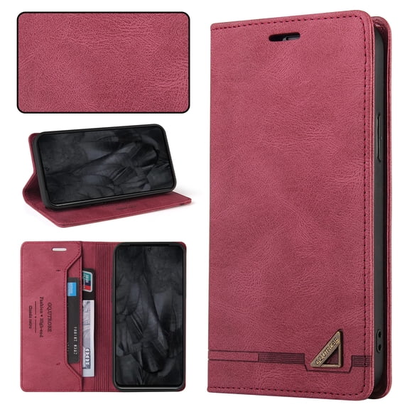 Compatible with iPhone XR Wallet Case with Card Holder,Women Men RFID Blocking PU Leather Vintage Folio Kickstand Flip Retro TPU Protective Credit Card Slots Phone Case,Red