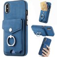 thumbnail image 1 of Compatible with iPhone XS Max Card Slot Back Case, 360 Degree Rotatable Ring Stand Plating Button PU Leather Support Magnetic Car Mount Phone Case Cover for iPhone XS Max, Blue, 1 of 14