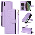 thumbnail image 1 of Compatible with iPhone XS Max Case, Premium Leather iPhone XS Max Wallet Book Case Magnetic Flip RFID Blocking Credit Card Holder Kickstand with Wrist Strap Shock Absorbing Case, Purple, 1 of 11
