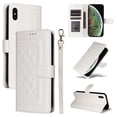 thumbnail image 1 of Compatible with iPhone XS Max Case, Premium Leather iPhone XS Max Wallet Book Case Magnetic Flip RFID Blocking Credit Card Holder Kickstand with Wrist Strap Shock Absorbing Case, White, 1 of 11