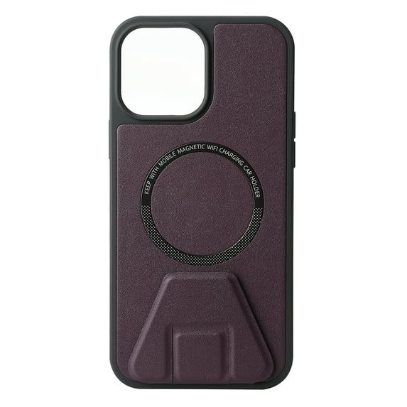 Compatible With iPhone XS Max Phone Case Magnetic Design Wireless Charging Car Holder Hidden Kickstand Lightweight Shockproof Anti-Fingerprint PU Leather Solid Color Phone Case,Purple