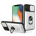 thumbnail image 1 of Compatible for iPhone XS / X Hybrid Case with Camera Lens Slide Cover | Rotatable Ring Holder Kickstand | Impact-Resistant Car Mount Magnetic | Detachable Card Slot Protective Shell, White, 1 of 11