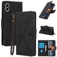 thumbnail image 1 of Compatible for iPhone XS/X Wallet Case,RFID Block Flip PU Leather Phone Cover with Wrist Supports Wireless Charging with Credit Card Holder Kickstand Heavy Duty Phone Cover,Black, 1 of 7