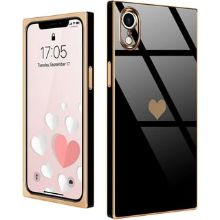 Heromiracle Compatible with iPhone XR case Square Luxury Back Cover for  Women Girl Lady Grid Plaid Gold Trunk Unique Elegant Phone Protective Skin