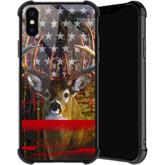Compatible with iPhone Xs Case, Deer Hunting Phone Cover for Men/Women, Soft TPU Anti-Skid Thread and Four Corner Anti-Collision Protection Case Compatible with iPhone Xs