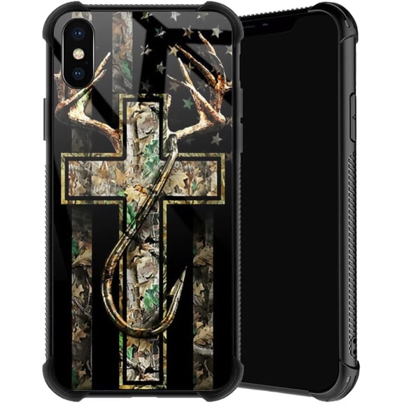 Compatible with iPhone Xs Case, Forest Antler Flag Phone Cover for Men/Women, Soft TPU Anti-Skid Thread and Four Corner Anti-Collision Protection Case Compatible with iPhone Xs