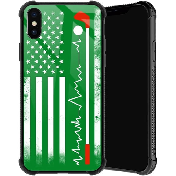 Compatible with iPhone Xs Case, Golf American Flag Phone Cover for Men/Women, Soft TPU Anti-Skid Thread and Four Corner Anti-Collision Protection Case Compatible with iPhone Xs