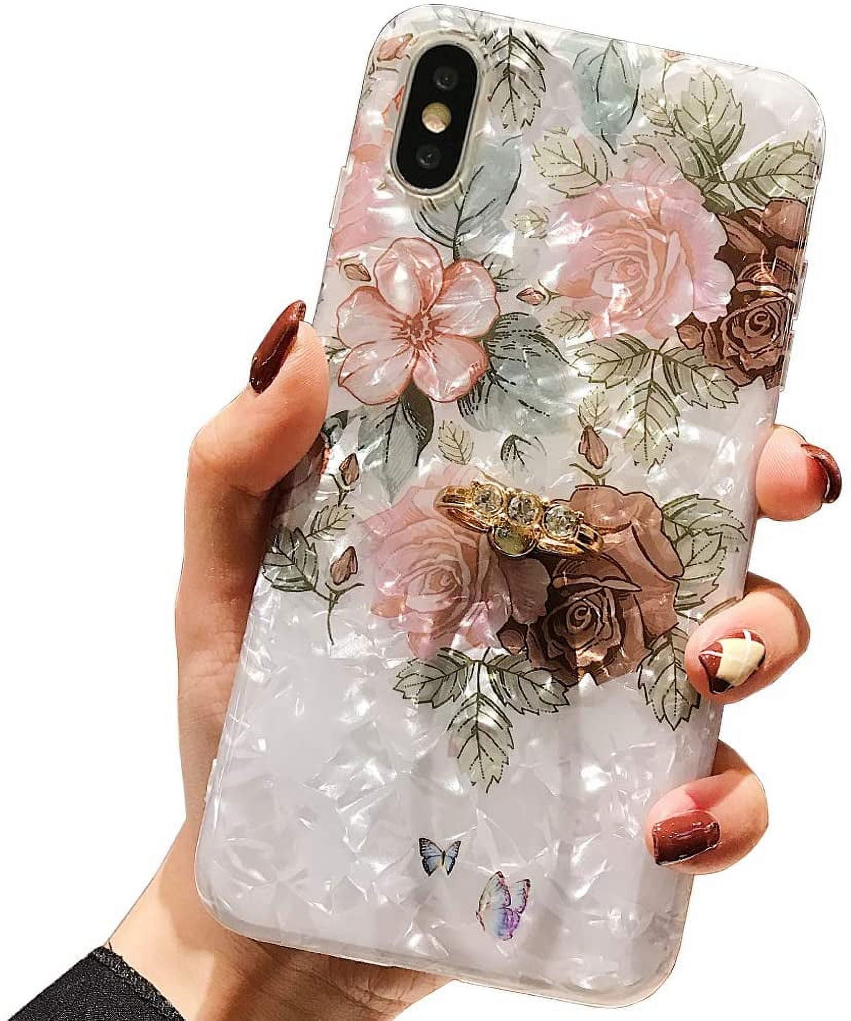 Compatible with iPhone Xs Case,iPhone X Case Floral Cute