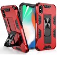 thumbnail image 1 of Compatible for iPhone Xs Case, iPhone X Case with HD Screen Protector 5.8 Inch,  Military Grade Built-in Magnetic Kickstand Shockproof Protective Cover Case for iPhone X/Xs, Red, 1 of 7