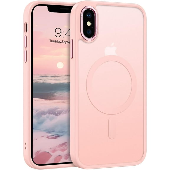 Compatible with iPhone Xs Max Case 6.5" Compatible with MagSafe iPhone Xs Max Magnetic Case Slim Translucent Matte Skin Feeling Shockproof Protective Anti-Scratch Case for iPhone Xs Max, Pink