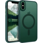Compatible with iPhone Xs Max Case 6.5 Inch Compatible with MagSafe iPhone Xs Max Magnetic Case Slim Translucent Matte Shockproof Protective Anti-Scratch Case for iPhone Xs Max, Dark Green
