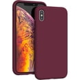 thumbnail image 1 of Compatible with iPhone Xs Max Case 6.5 Inch, Full Body Liquid Silicone Gel Rubber Drop Protection Bumper Cover with Microfiber Lining Shockproof Protective Phone Case, Burgundy, 1 of 14