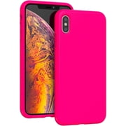 Compatible with iPhone Xs Max Case, Drop Protection Liquid Silicone Gel Rubber Full Body Bumper Cover with Soft Microfiber Shockproof Phone Case for iPhone Xs Max 6.5", Hot Pink