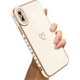 thumbnail image 1 of Compatible with iPhone Xs Max Case Love Heart Plating Electroplate Luxury Elegant Case Camera Protector Soft Shockproof Protective Corner Back Cover iPhone Xs Max Case -White, 1 of 11