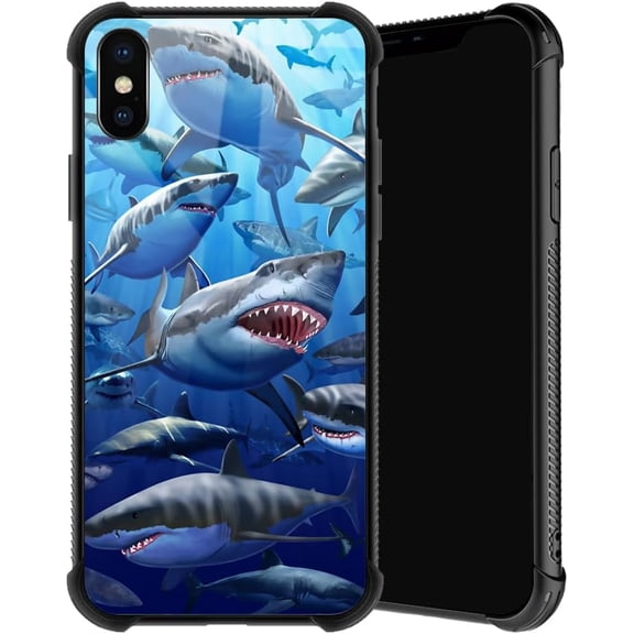 Compatible with iPhone Xs Max Case, Shark Clan Phone Cover for Men/Women, Soft TPU Anti-Skid Thread and Four Corner Anti-Collision Protection Case Compatible with iPhone Xs Max