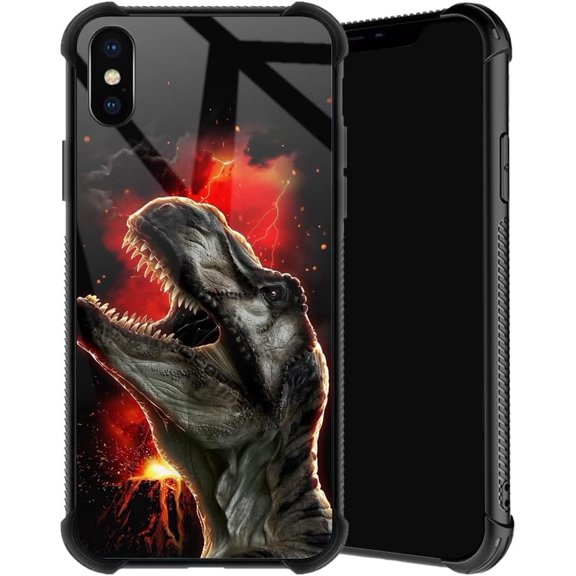 Compatible with iPhone Xs Max Case, Volcano T-rex Phone Cover for Men/Women, Soft TPU Anti-Skid Thread and Four Corner Anti-Collision Protection Case Compatible with iPhone Xs Max