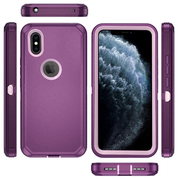 Compatible with iPhone Xs X 10 10s Phone Case Hybrid Rugged Shockproof Hard Protective Drop Proof Full Body Heavy Duty Mobile Cell Cover for iPhoneX iPhoneXs iPhone10 iSX 10x 10xs Xs Women Men Purple