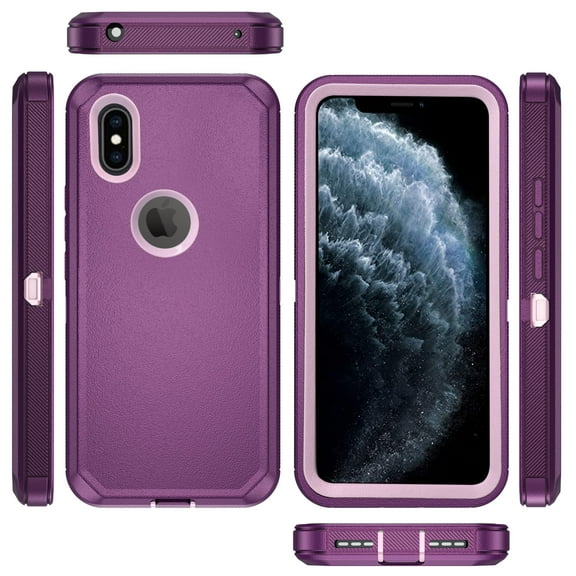 Compatible with iPhone Xs X 10 10s Phone Case Hybrid Rugged Shockproof Hard Protective Drop Proof Full Body Heavy Duty Mobile Cell Cover for iPhoneX iPhoneXs iPhone10 iSX 10x 10xs Xs Women Men Purple