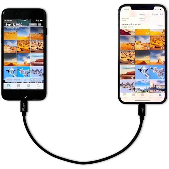 Compatible for iPhone to i-Phone Transfer Cable Male to Male Data Migration, iOS 14 to 8 pin OTG Cable Sync Photo/Video Wired Cord, for iPhone 14/13/12 Mini/Pro Max/11/Xs/Xr/8 Series - 0.8ft