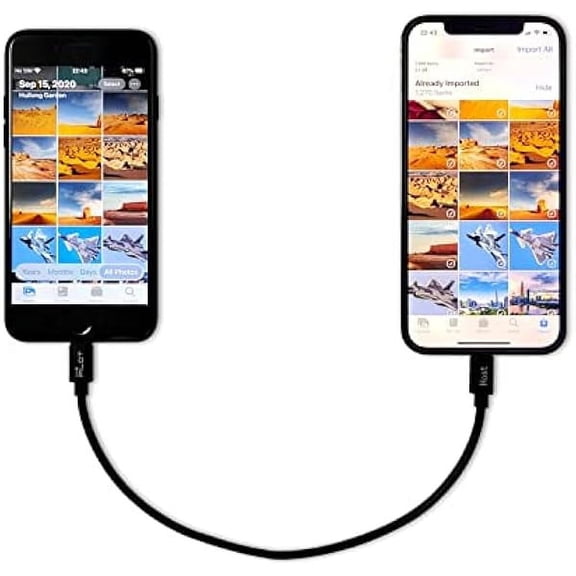 Compatible for iPhone to iPhone Transfer Cable Male to Male Data Migration, iOS 14 to 8 pin OTG Cable Sync Photo/Video Wired Cord, for iPhone 14/13/12 Mini/Pro Max/11/Xs/Xr/8 Series - 0.8ft