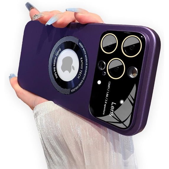 Compatible with iPhone13 Pro Case Magnetic with Full Camera Lens Protector,Hard PC Material Slim Shockproof Protectiv Case,Compatible with MagSafe for Women Girls Men—Purple